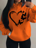 Nukty Combination Of Love And Butterfly  Pattern Hoody Women Hip Hop Street Hoodies Trendy Pocket Clothes Vintage Multicolor Hoodie