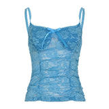 Nukty Sweet Sexy Lace Camisole Solid Skinny See Through Crop Tops for Women Cute Aesthetic Summer Tees Vintage y2k Holiday Vest