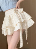 Nukty  Sweet Bow Tutu Skirts Women Summer High Waist Lolita All Match Mini Pleated Skirts Korean Kawaii Preppy Lace Up A Line Skirts