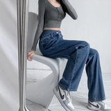 Nukty 1970s Retro Crossbody High-waist Slimming Drag-on Straight-crotch Long Pants Women Summer Cotton Material