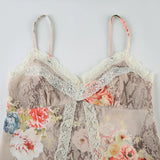 Nukty Vintage Floral Print Strap Top Retro Y2k Lace Stitching V-neck Crop Tops Women Summer Casual Tees Aesthetic Harajuku Chic