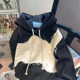Nukty Hooded Hoodies Men Fashion Ins Loose Korean Style Students Youthful Vitality Cool Teen All-match Patchwork New Autumn Chic