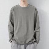 Nukty New Klein Blue Long Sleeve T-shirt Men's Spring and Autumn New Solid Color Laydown Casual Top Coat Round Neck Underlay Shirt 5xl