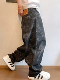 Nukty Snake Animal Print Camouflage Pants for Men Wide Leg Jeans Demin Trousers Male Streetwear  Hip Hop Vintage Casual