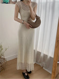 Nukty France Gentle Elegant Mesh Dress For Woman Spring Summer Lace Patchwork Two Pieces Sets Sling Dresses Causal Office Lady New