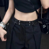 Nukty Vintage High Waist Wide Leg Pants Women Summer Fashion Casual Streetwear Korean Baggy Suit Trousers All Match Straight Pants