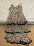 Nukty Beach Vacation Print Sundress Fashion A-Line Dress Y2K Streetwear Classical Beige Spaghetti Strap Dress Sleeveless Temperament
