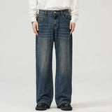 Nukty Male Classic America Hip Hop Rap Jeans Wide Leg Youth Popular Jeans Men Straight Leg Retro Loose Trousers Oversized Denim Pants