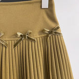 Nukty Preppy Style Mini Skirt Women High Waist A-line Bow Female Pleated Skirts with Shorts Korean Fashion Autumn Skirts