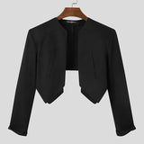 Nukty Men Blazer Solid Color Open Stitch Long Sleeve Irregular Thin Suits Men Streetwear Fashion Casual Crop Coats S-5XL
