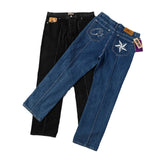 Nukty Demonic Straight Leg Jeans Retro Logo Print Unisex Long Trousers Hip Hop Style Cross-Border Trade From Mainland China