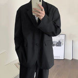 Nukty New Autumn Men's Blazer Casual Back Letter Printing Design Shoulder Pads Loose Tops Korean Trendy Male Suit Jacket