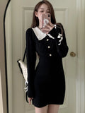 Nukty Y2K Sweet Sweater Knitted Dress for Women Elegant Long Sleeves Slim Party Mini Dress Female One Piece Prom Vestidos New Clothes