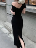 Nukty Fashion New Women Elegant Bodycon Slim Midi Party Dress Sexy Vintage Casual Prom Birthday Vestidos Female Chic Clothes Robe