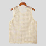 Nukty New American Style Fashion Men Tops Popular Vacation Hollow Out Mesh Vests Sexy Casual Sleeveless Tank Tops S-2XL 2025 Summer