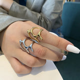 Nukty Trendy Vintage Elegant Irregular Adjustable Rings for Women Punk Geometric Hollow Branches Open Ring Party Jewelry