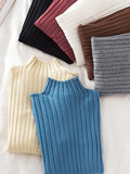 Nukty Croysier Pullover Ribbed Knitted Sweater Autumn Winter Clothes Women High Neck Long Sleeve Slim Basic Woman Sweaters Tops
