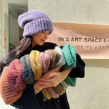 Nukty Winter Unisex Wool Hat Loose Big Head Circumference Knitted Hats Women's Korean Warm Oversized Skullies Beanies Christmas Gift