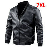 Nukty Plus Size 6XL 7XL PU Jacket Men Leather Coat Casual Motorcycle Biker Coat Solid Color Leather Jackets Male Big Size 6XL 7XL