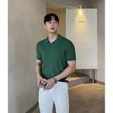Nukty Men Slim Fit Polo Shirts Solid Stretch Sexy Collared TShirt Fashion Trendy Cotton Casual Top Summer Clothes Comfortable Stretchy