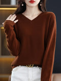 Nukty Cashmere Sweater Women's Knitting Sweater 100% Pure Merino Wool Winter Fashion Basic V-neck Chic Top Autumn Warm Pullover