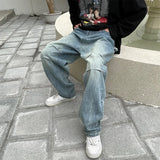 Nukty Male Niche Design Sense Ins Hip Hop Hip Hop Handsome American High Street Denim Pants Loose Straight Leg Casual Pants