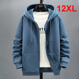 Nukty Plus Size 10XL 12XL Hoodie Men Autumn Winter Fleece Hoodies Solid Color Jacket Hoodies Big Size 12XL Blue Black Red Grey