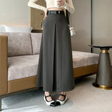 Nukty skirt outfits winter Vintage Pleated Suit Women's Long Skirts Autumn Elegant Office Lady A-Line High Waist Solid Color Casual Skirts Female