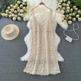 Nukty Bohemian Beach Style Summer Dress Women Crochet Hollow Out Female Dresses Spaghetti Strap Sleeveless Vestidos De Mujer