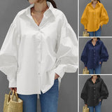 Nukty Stylish Women Long Shirt Spring New Fashion White and Black Blouse Modern Lady Loose Long Sleeve Shirts