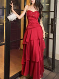 Nukty Fashion Elegant Ruffles Spaghetti Strap Women's Dresses Slim Wasit Wedding Graduation Party Vacation Tiered Midi Dress Summer