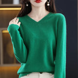 Nukty Cashmere Sweater Women's Knitting Sweater 100% Pure Merino Wool Winter Fashion Basic V-neck Chic Top Autumn Warm Pullover