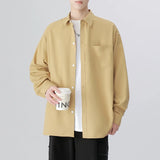 Nukty 6 Colors Men's Baggy Long Sleeve Shirt Fashion Korean Lapel Coat Tops Youth Casual Classic Simple Male Clothes Trendy Brand