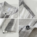 Nukty 2024 Summer New 100%Linen Pullover Short Sleeve Shirts for Men Fashion Striped Casual Loose Shirts