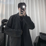 Nukty Blazers Men Casual Solid Color Loose Long Sleeve Suit Jacket Streetwear for Male Daily Outerwear Autumn Suit's Tops Chic