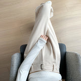 Nukty Autumn Winter Woolen Women's Wide Leg Pants New High Waist Button Vintage Korean Casual Loose Trousers Female