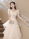 Nukty DRESS TO IMPRESS Champagne Evening New Light Luxury High-end Birthday Adult Ceremony Princess Dress for Women