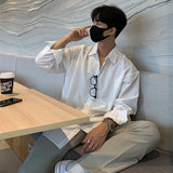 Nukty Autumn Clothing Men's Light Luxury Korean Popular Shirt Leisure Long Sleeve Button-down Premium Solid Color Business Basic Shirt