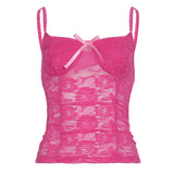 Nukty Sweet Sexy Lace Camisole Solid Skinny See Through Crop Tops for Women Cute Aesthetic Summer Tees Vintage y2k Holiday Vest