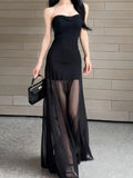 Nukty Korean Sexy Strapless HotSweet Women's Dresses Backless Sleeveless Party Long Robe Clothes Spring Summer Fashion New Outfits