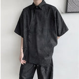 Nukty Shirts Men Floral Japanese Style Fashion Loose  Pleated Vibe All-match High Street Youthful Cool Designed Vintage surplice