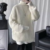 Nukty Autumn Winter Mens Casual Turtleneck Pullover Men's Long Sleeve Rollneck Sweater Korean Style Fashion Warm Knitted Sweater