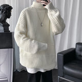 Nukty Autumn Winter Mens Casual Turtleneck Pullover Men's Long Sleeve Rollneck Sweater Korean Style Fashion Warm Knitted Sweater
