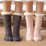 Nukty Thickened Winter Woven Thermal Cashmere Socks Floor Socks Women's Carpet Home Plus Socks Velvet Sleep Socks Slippers Leg Cover