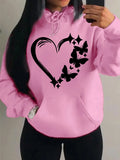 Nukty Combination Of Love And Butterfly  Pattern Hoody Women Hip Hop Street Hoodies Trendy Pocket Clothes Vintage Multicolor Hoodie
