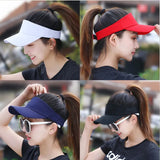 Nukty Summer Sun Hats Men Women Cotton Adjustable Visor UV Protection Top Empty Solid Sport Tennis Golf Running Sunscreen Baseball Cap