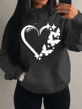 Nukty Combination Of Love And Butterfly  Pattern Hoody Women Hip Hop Street Hoodies Trendy Pocket Clothes Vintage Multicolor Hoodie