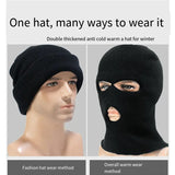Nukty Winter men's face mask, warm hood, sports scarf, skiing hat, three hole wool hat, outdoor cycling knitted pullover hat