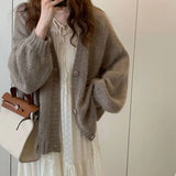 Nukty Autumn Winter Fashion Casual Women's Tees Simple Soft Knitted Sweater Gentle Warm Cardigan Coat Temperament Office-Lady