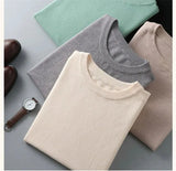 Nukty Korean Superfine Merino Cashmere T-shirt Men Base Layer Merino Shirt Wicking Breathable Short T-shirt Luxury Clothing Big Size